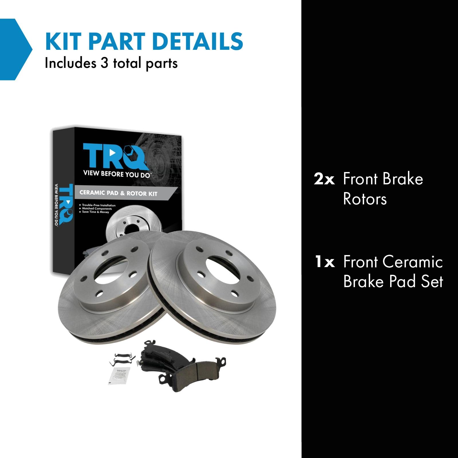 Trq Front Brake Pad & Rotor Kit Brake Pads Brake Rotor Ceramic Compatible With 1985-1986 Buick Electra 1985-1990 Oldsmobile 98