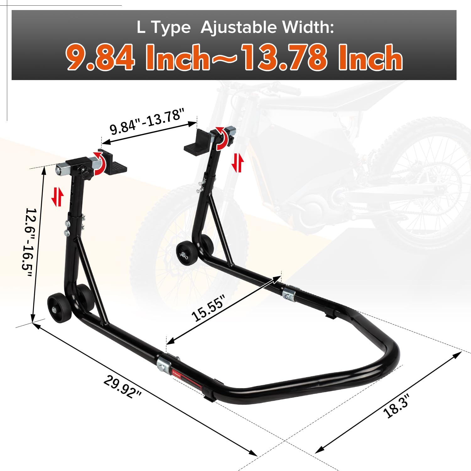 Donext Motorcycle Stand 850Lb Adjustable Sport Bike Rear Wheel Lift Swingarm Paddock Stands Black, 5 Adjustable Heights, L