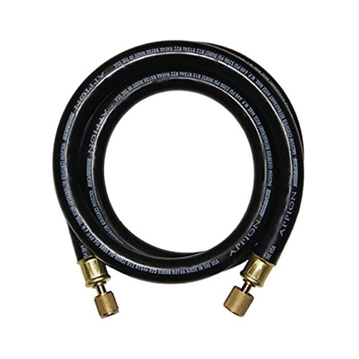 Appion Mh120006Eak 1/2'' Diameter Hose, 3/8'' Fl To 1/4'' Fl Vacuum Certified Refrigerant Hose, 6', Black