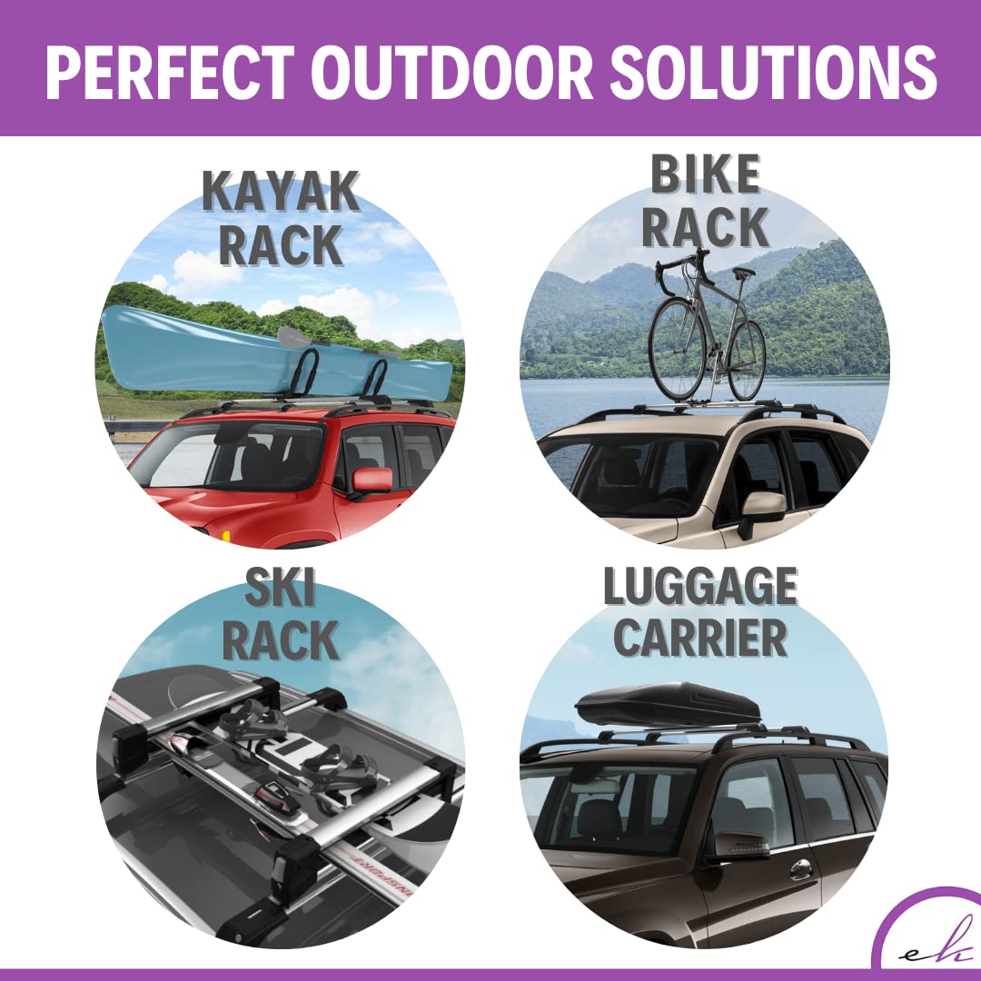 Erkul Roof Rack Cross Bars For Mercedes Benz Eqb 2021-2024 | Aluminum Crossbars With Anti Theft Lock For Raised Rails | Not Compatible With Moon Roof - Silver