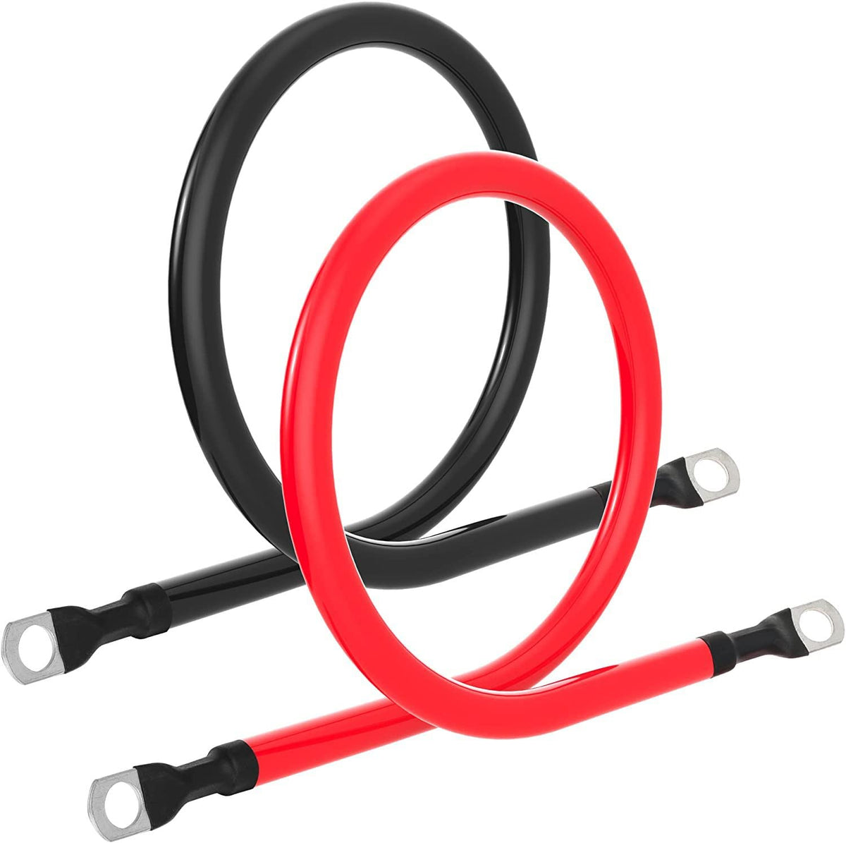 Battery Cable 4AWG 12 Inch Battery Power Inverter Cables Set with 3/8''Lugs Terminals 4 Gauge x12in (1 Black & 1 Red) for Car Ma
