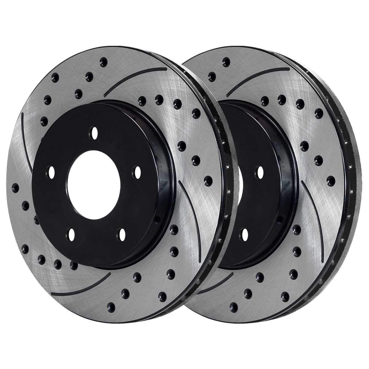 Autoshack Front Drilled Slotted Brake Kit Rotors Black And Performance Ceramic Pads Pair Of 2 Driver And Passenger Side Replacement For Dodge Durango Chrysler Aspen 2006-2018 Ram 1500 V8 Perf630071084