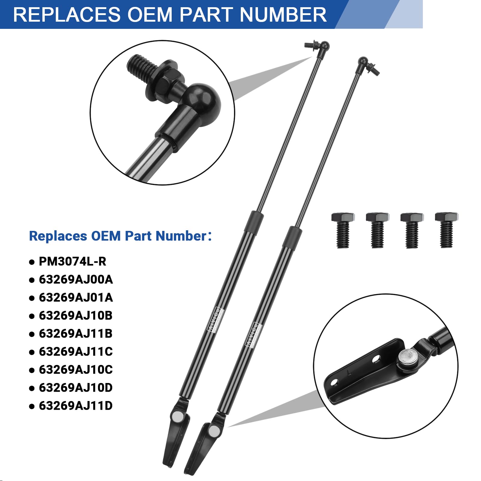 AiYiGu Rear Hatch Shocks Struts Lift Gate Supports for 2010-2014 Subaru Legacy & Outback, Model PM3074 L-R, Pack of 2 PCS