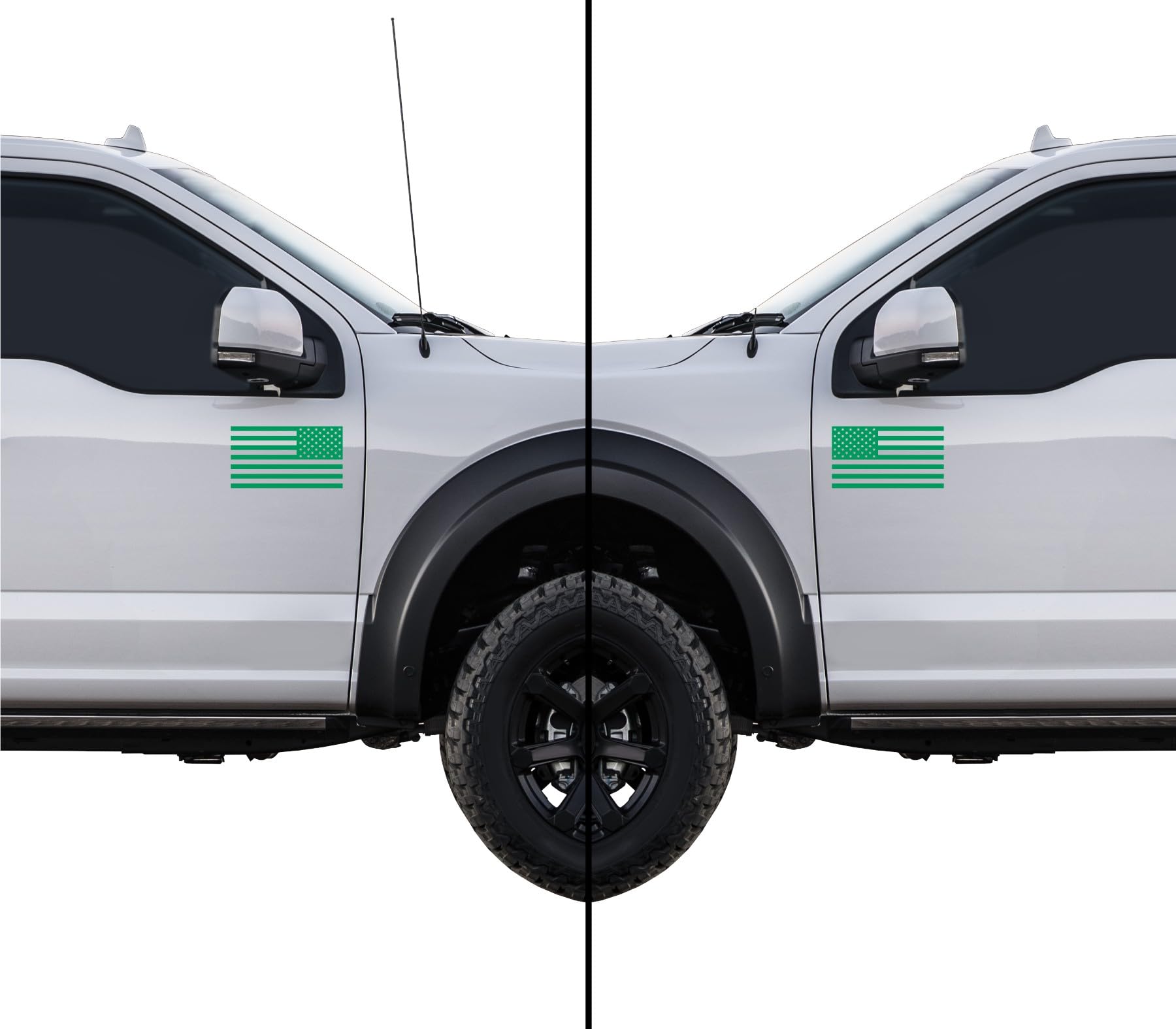 American Us Flag [Pick Color/Size] Vinyl Decal Sticker For Laptop/Car/Truck/Window/Bumper (10In Subdued Pair, Matte Green)