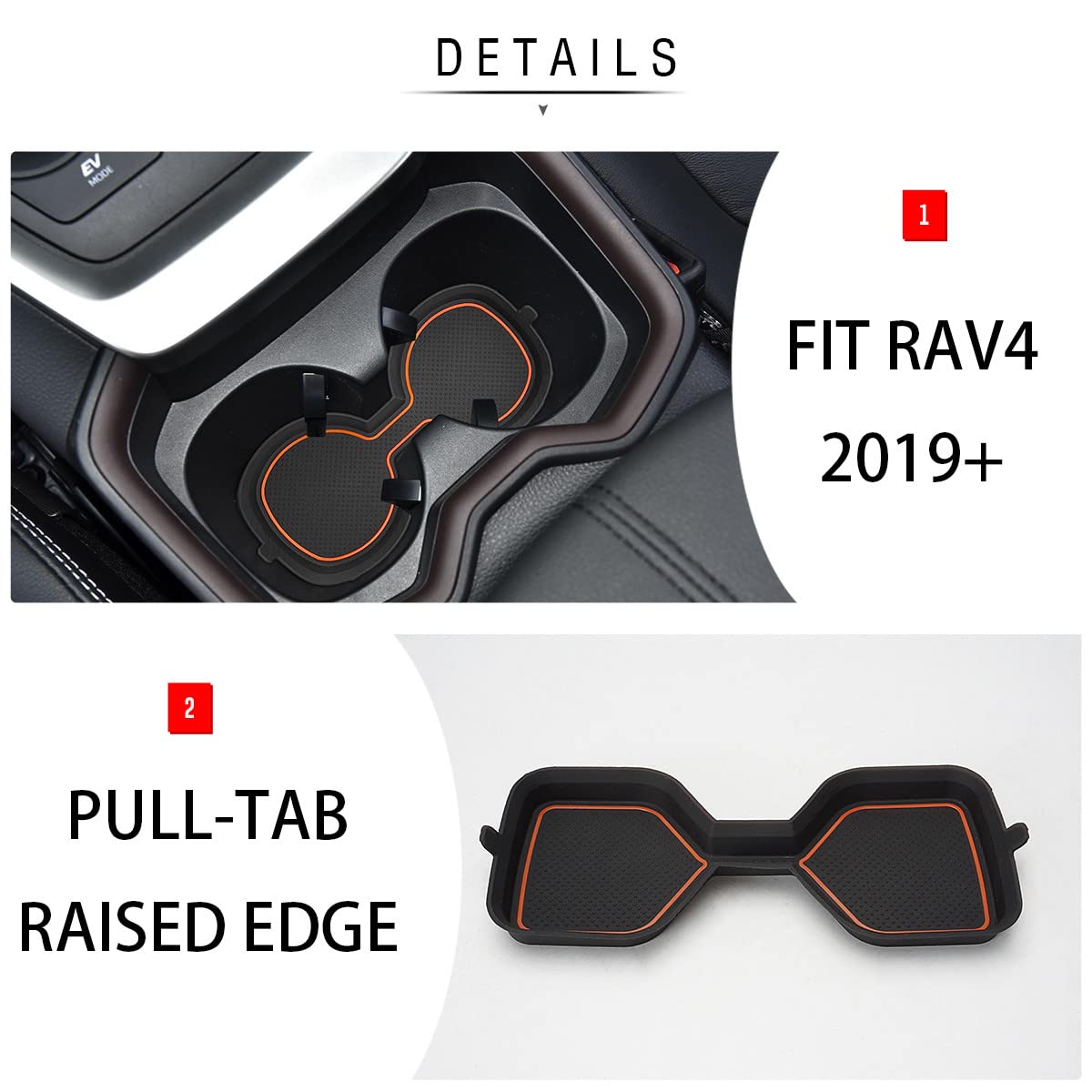 Auovo 3D Cup Holder Inserts Coaster Compatible With Toyota Rav4 Accessories 2025 2024 2023 2022 2021 2020 2019 Silicone Cup Mat