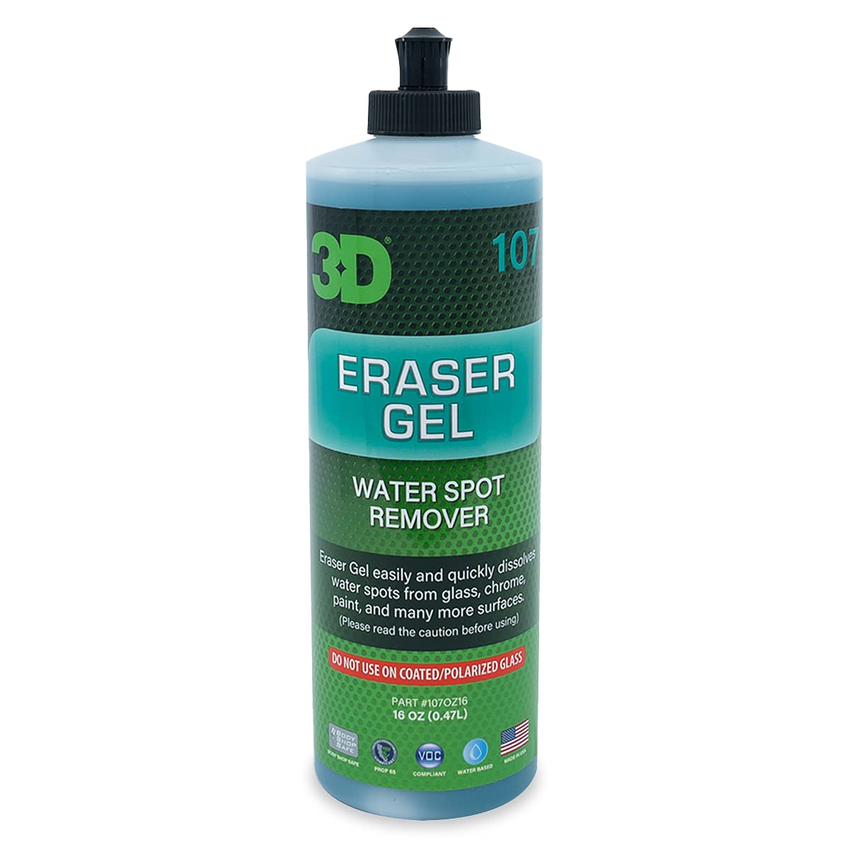 3D Eraser Gel Hard Water Spot Remover - 16 Oz. - Hard Water Stain Remover For Cars, Glass, And Paint - All Natural Shower Door C