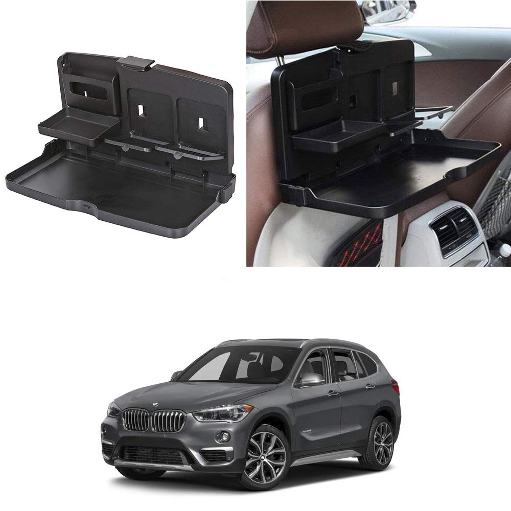 Oshotto (FT02) Car Backseat Food Travel Dining Meal & Snaks Tray & Cup Holder Compatible with BMW X1 (Black)  1 Piece