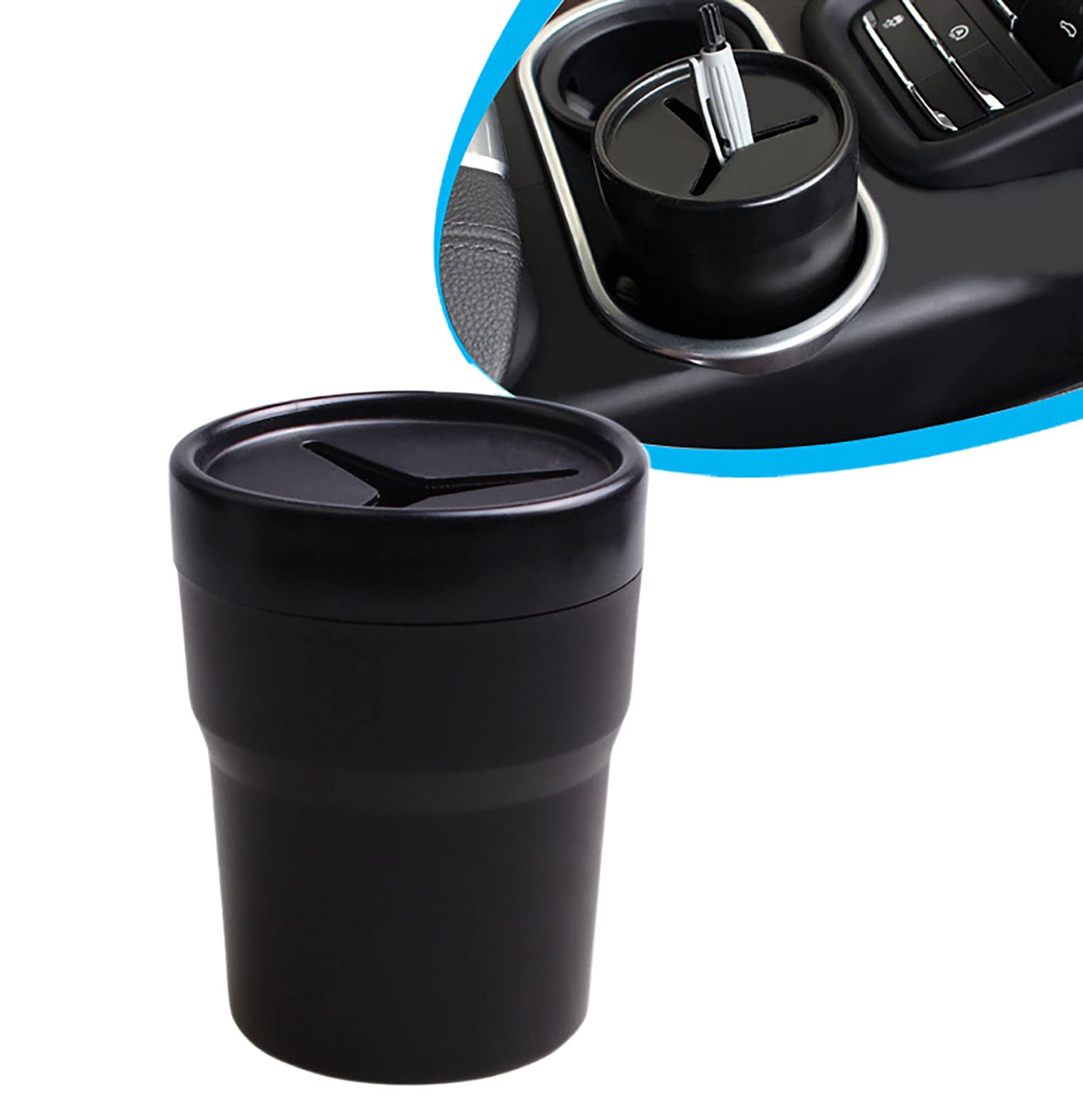 BANCHELLE Car Change Holder with Lid Automotive Plastic Garbage Cans 250 mL (0.06 Gallon) Portable for Keys Pen 1 Piece