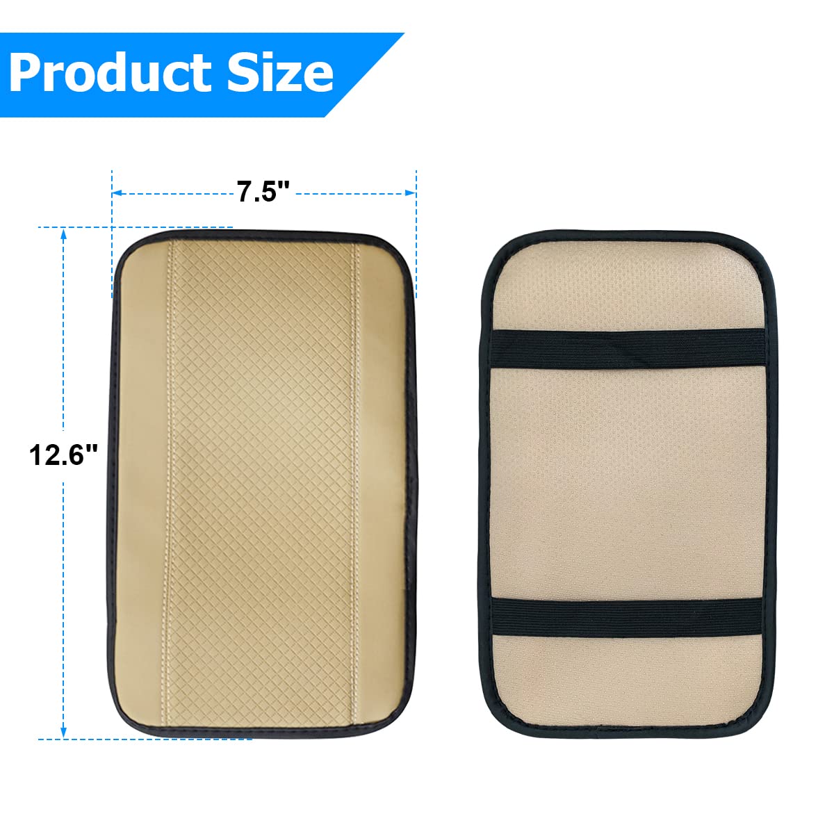 8Sanlione Car Armrest Storage Box Mat, Fiber Leather Car Center Console Cover, Car Armrest Seat Box Cover Accessories Interior P