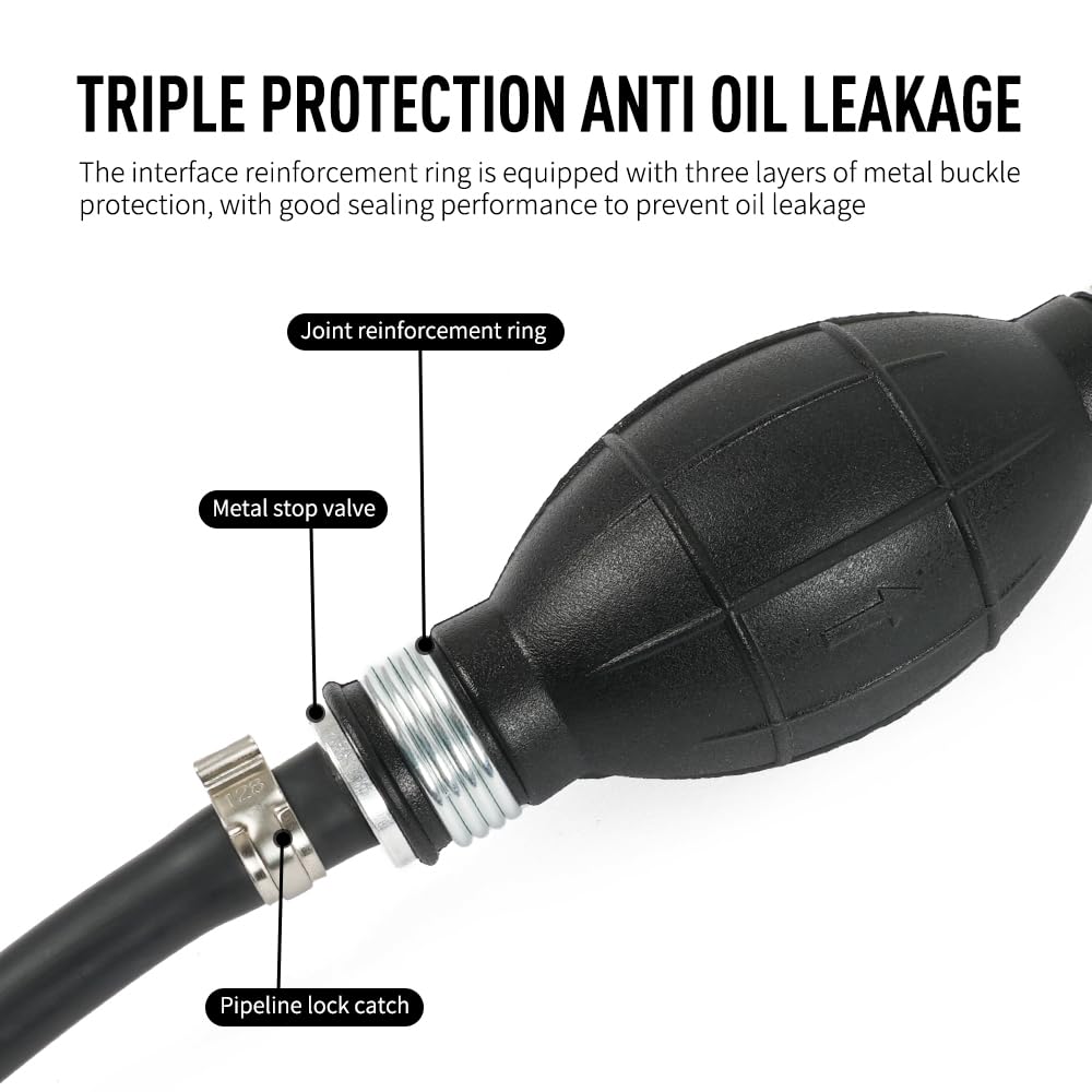 Bartoo Marine Boat Fuel Line Assembly, 5/16'' 8Mm Nylon Braided 7Ft Fuel Hose Line With Connector And Primer Bulb For Yamaha Out