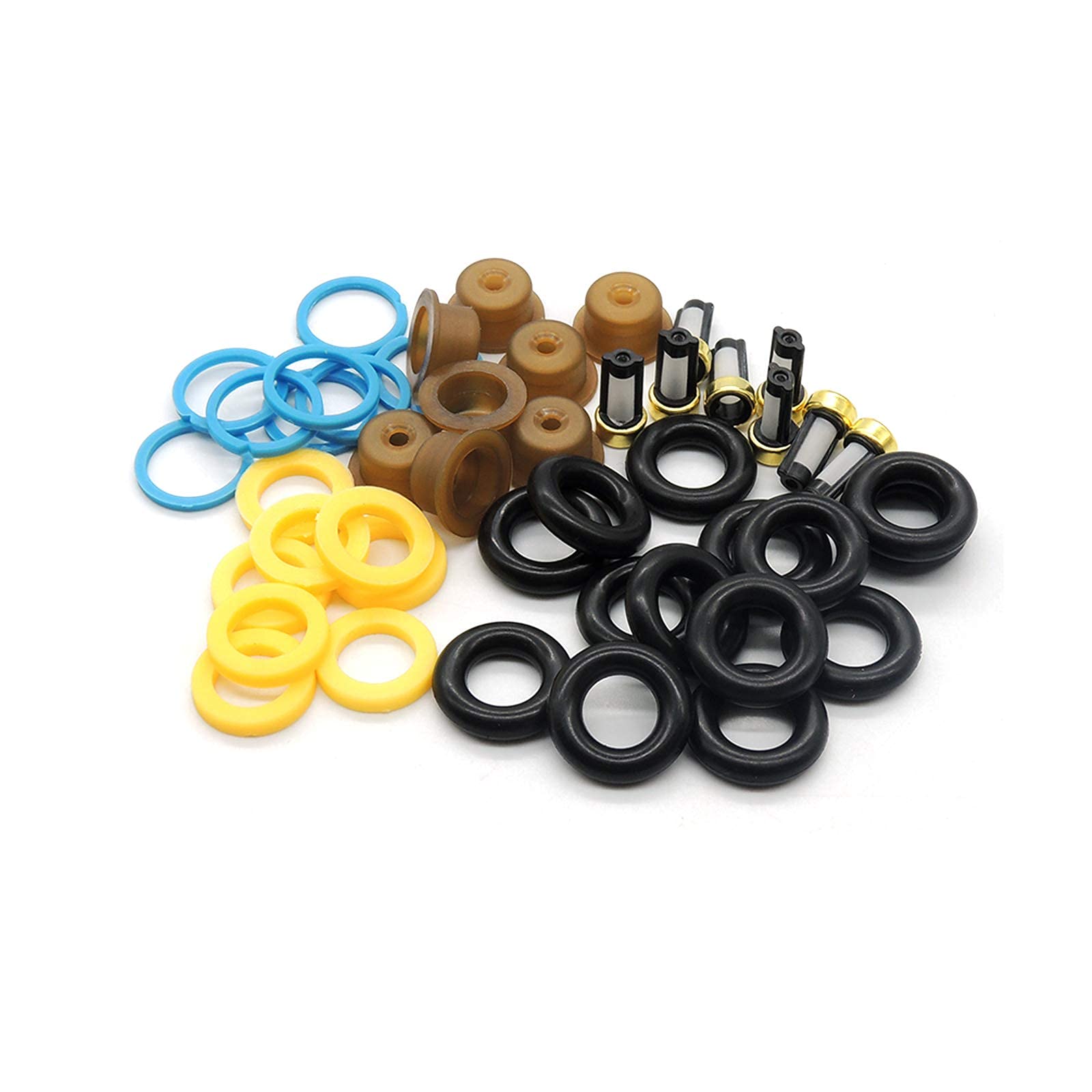 Hisport Fuel Injector Seal Kits Compatible With Ford Mercury Lincoln Jeep V8 5.4L 4.6L Include O-Rings, Pintle Caps, Seal Spacers And Filter Baskets Universal Repair Set Replaces 0280150962 [8 Set]