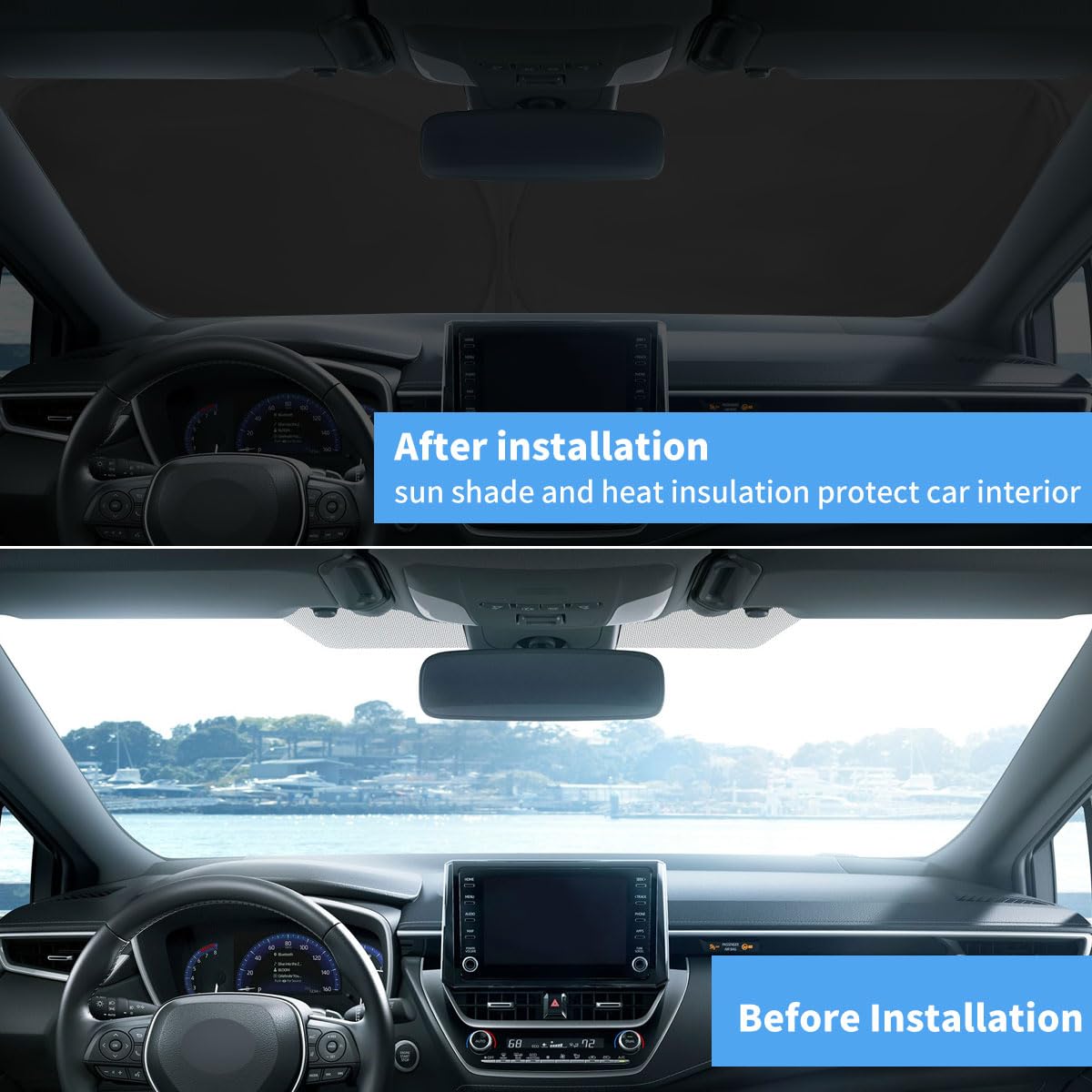 Windshield Sun Shade Window Sunshade Custom Fit Toyota Corolla Accessories 2025 2024 2023 2022 2021 2020 (Not For Corolla Cross)