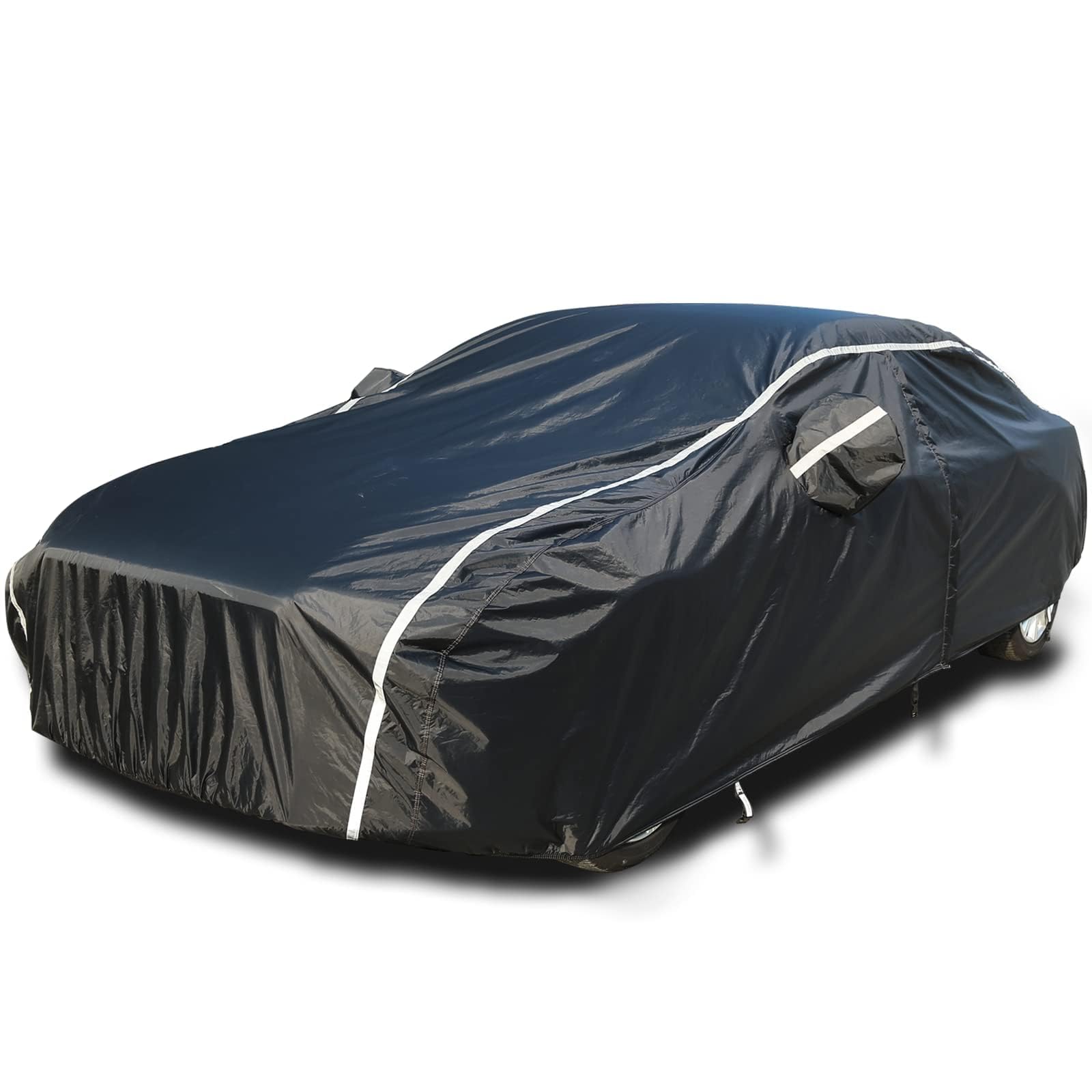 Tecoom Car Cover Waterproof All Weather, Outdoor Indoor Car Covers With Zipper Door, Cotton Backing Full Exterior Covers, Snowpr