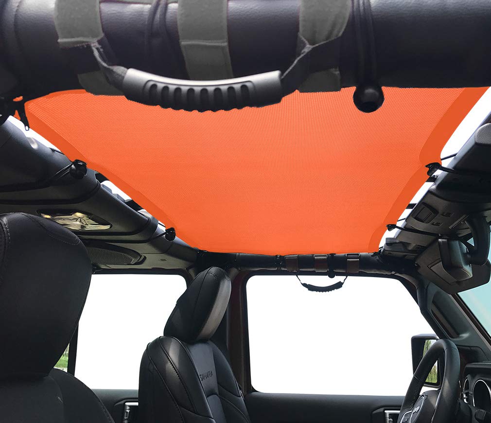 Shadeidea Sun Shade For Jeep Wrangler Jl Unlimited (2018-2023) 2 Door And 4 Door Front-Orange Mesh Screen Sunshade Jlu Sahara Ru