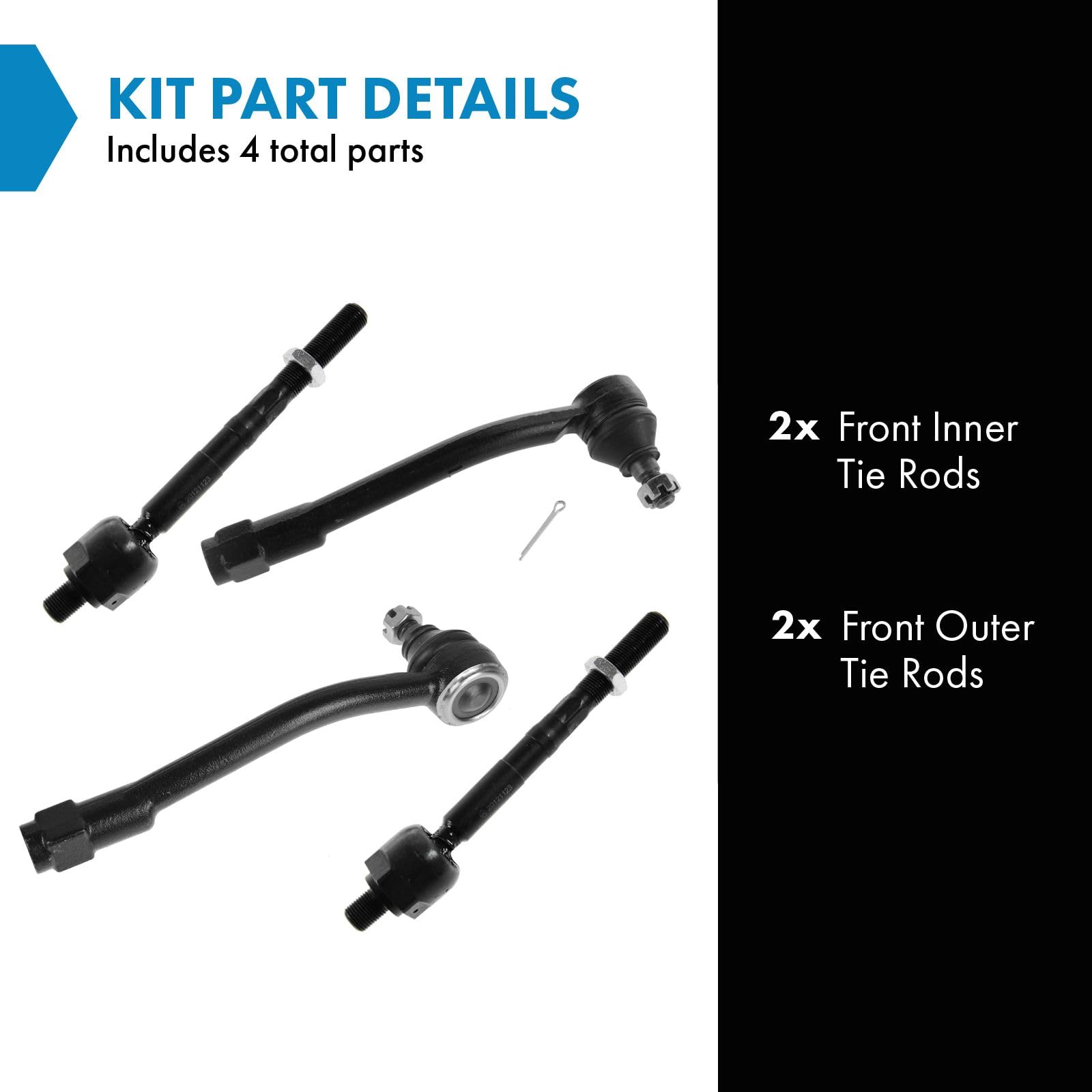 Trq Front Tie Rod Set Compatible With 2007-2008 Hyundai Entourage 2006-2014 Kia Sedona