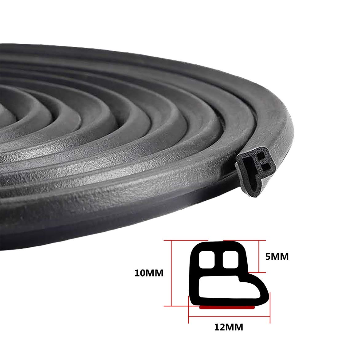 Universal Car Weather Stripping, Self-Adhesive Auto Door Rubber Seal Strip, Engine & Window Noise Insulation (47/100 X 2/5 X 33 Feet)