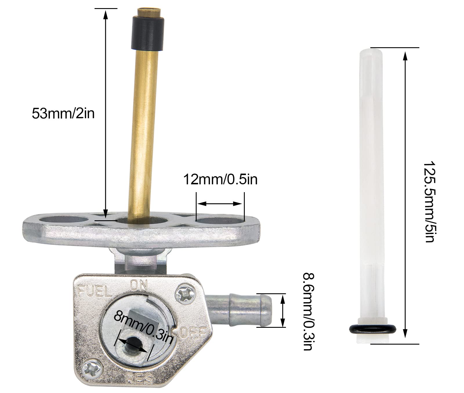 Fuel Valve Petcock With Lever Screw, Fuel Tank Switch Valve Petcock For 2001-2004 Honda Recon 250 TRX250 Rancher TRX350 TRX420,H