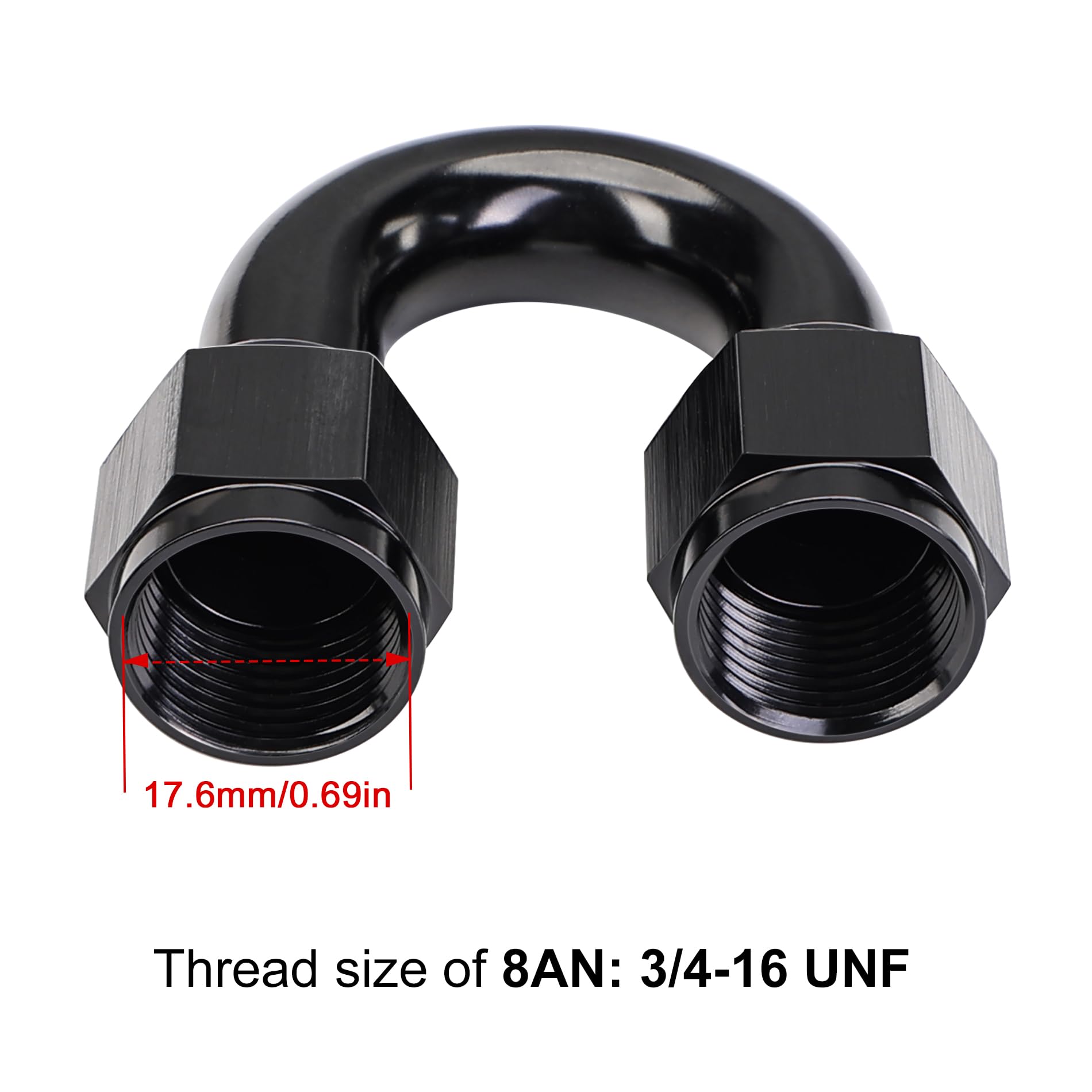 Evil Energy 8An Female To 8An Female 180 Degree Swivel Coupler Union Fitting Adapter Aluminum Black