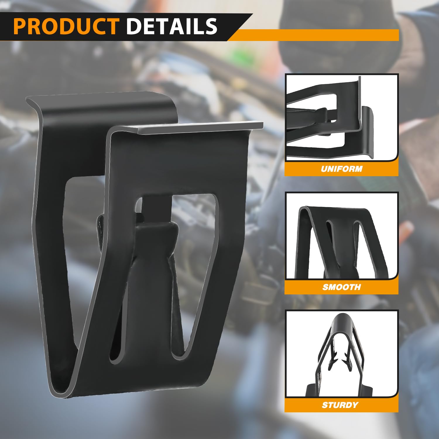 Gooacc 100Pcs 10 Sizes Metal Trim Clip Spring Moulding Clip Universal Auto Body Fastener Clip Compatible With Gti, Jetta, Passat