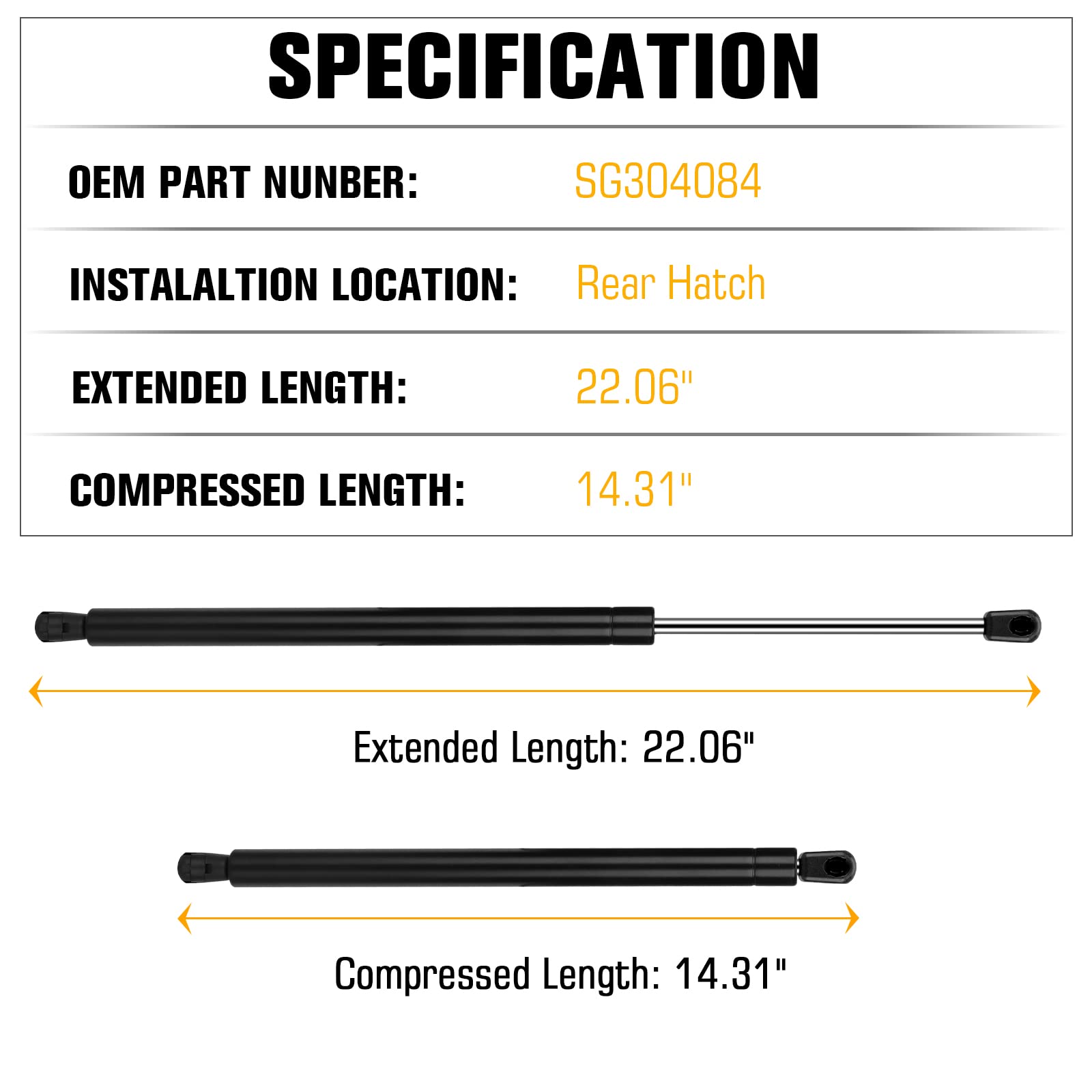 Liftgate Rear Hatch Lift Support For Ford Edge 2007 2008 2009 2010 2011 2012 2013 2014, Tailgate Shocks Sg304084 6120 2Pcs