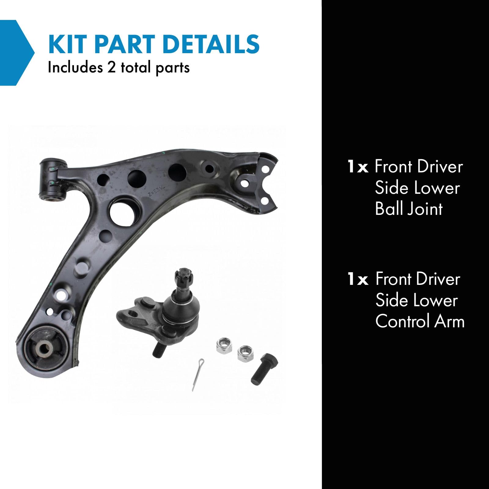 Trq Front Left Lower Control Arm With Ball Joint Drivers Side Compatible With 2019-2022 Toyota Corolla 2016-2022 Prius Prius Awd