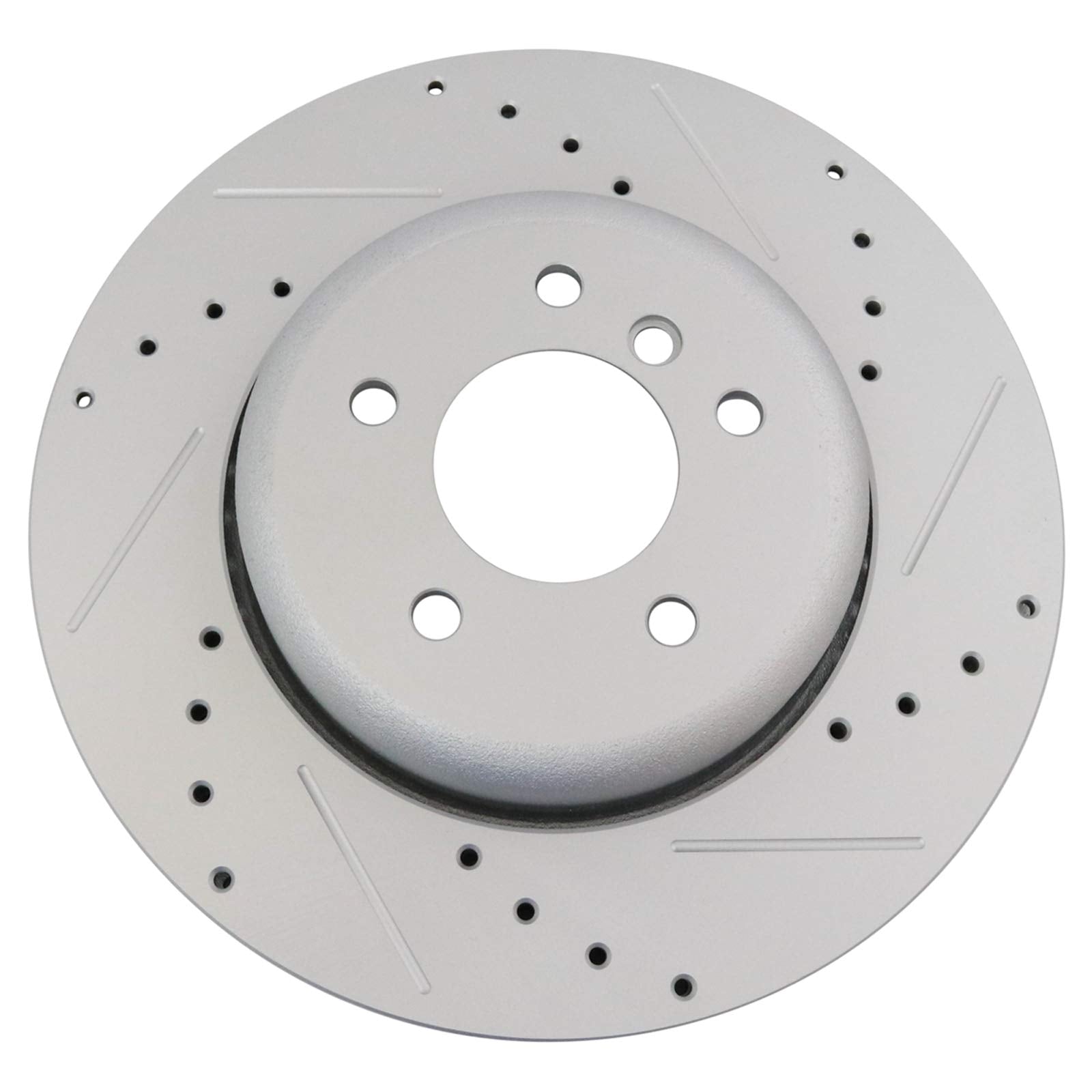 Trq Rear Performance Brake Rotors Set Vented Premium G-Coated Cross Drilled & Slotted Compatible With 2008-2010 Bmw 535I 2004-20