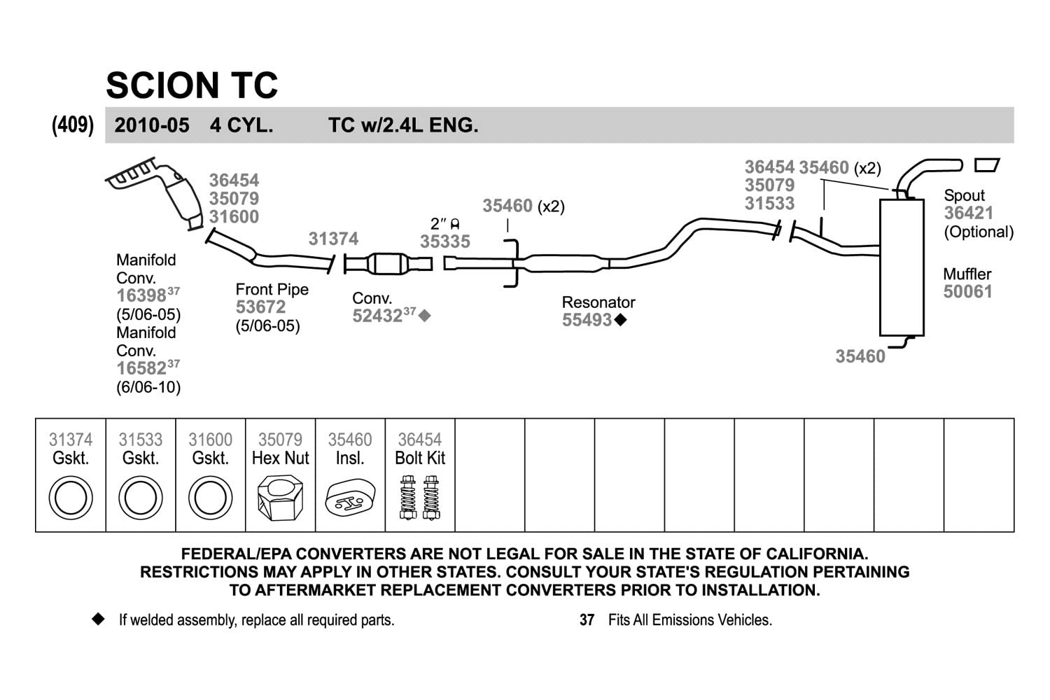 Walker 31600 Exhaust Flange Gasket