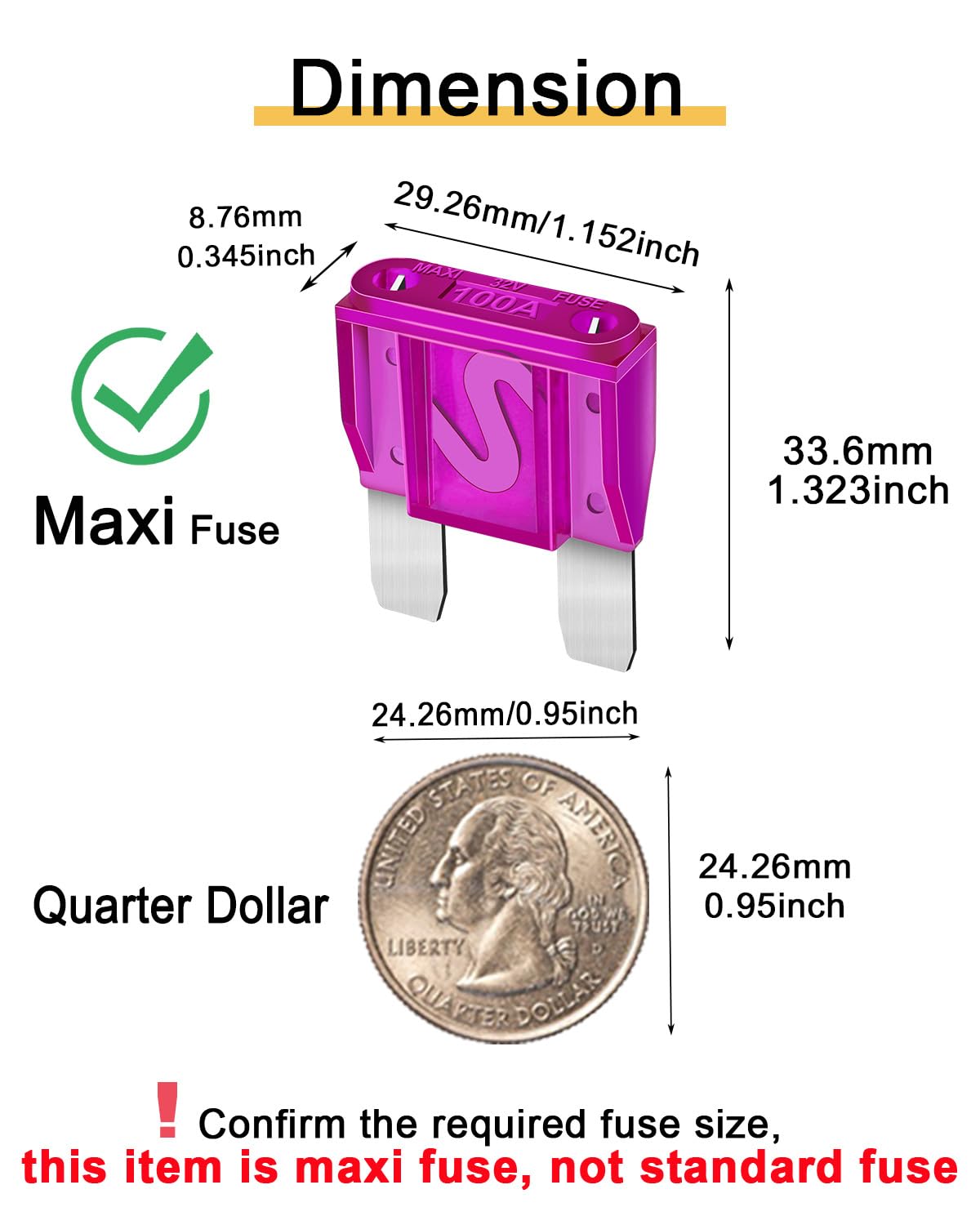 10Pcs 100Amp Maxi Fuses - 100A Automotive Blade Fuse For Auto, Car, Rv, Boat, Truck