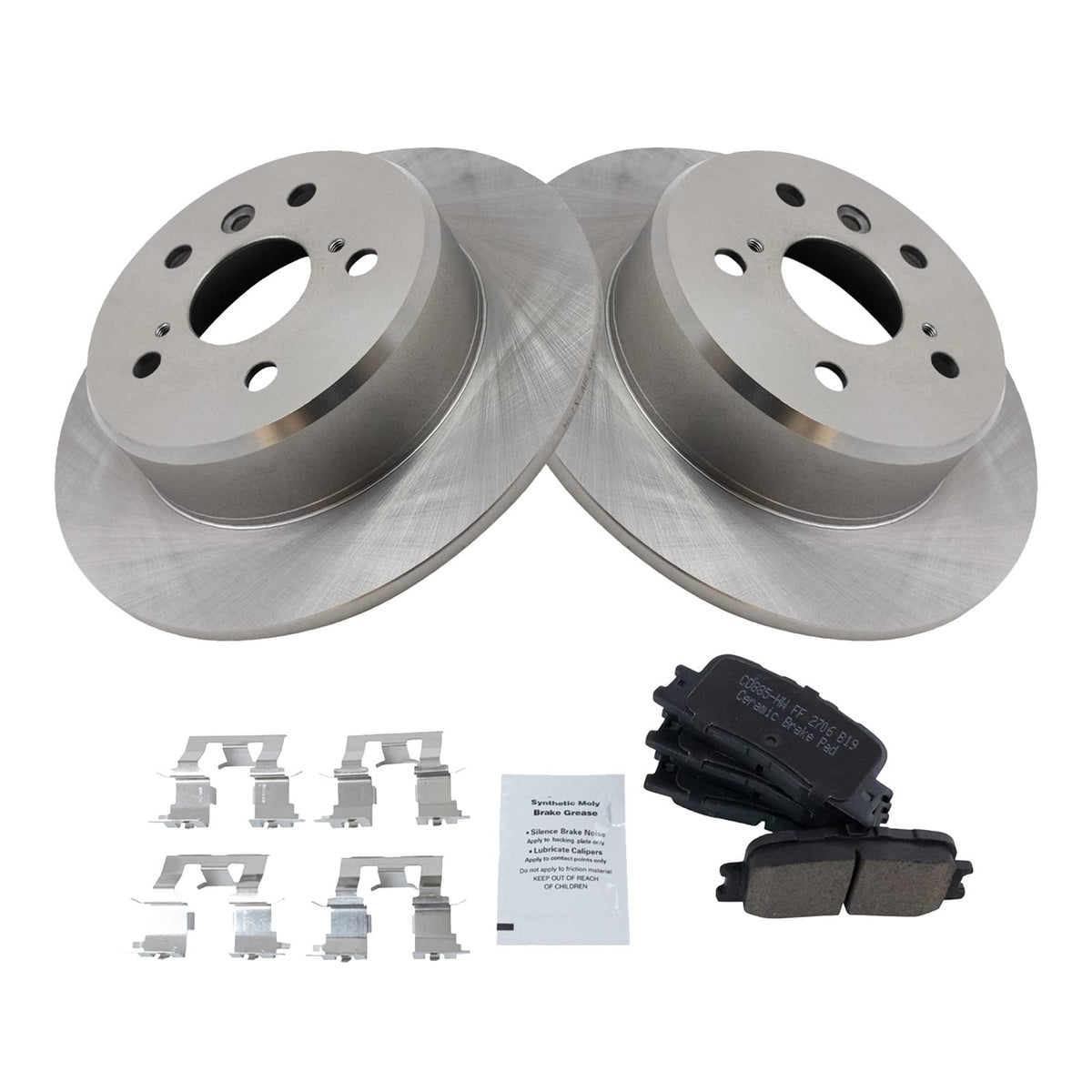 TRQ Rear Brake Pad & Rotor Kit Brake Pads Brake Rotor Ceramic Compatible with 2001-2003 Toyota Highlander