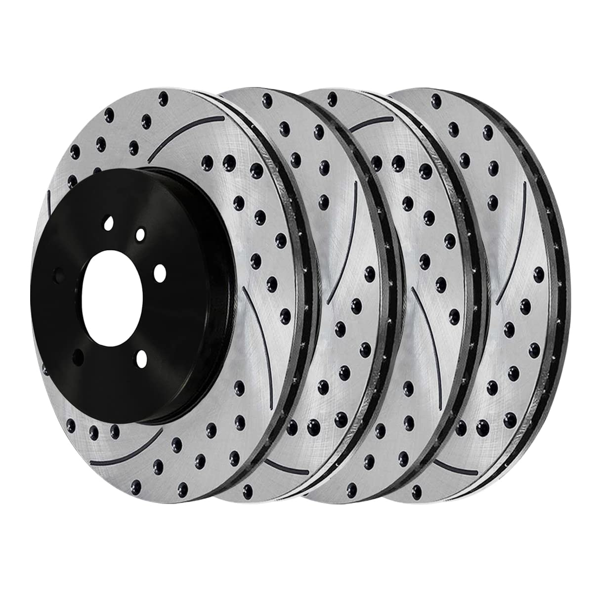 Autoshack Front And Rear Drilled Slotted Brake Rotors Black Set Of 4 Replacement For 2010-2015 Chevrolet Camaro 3.6L V6 Rwd Pr65