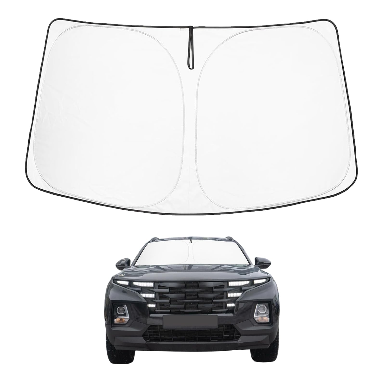 Proadsy 2025 Upgrade Windshield Sun Shade Custom Fit Hyundai Santa Cruz 2022-2024 2025 4-Layer Foldable Front Sunshade Protector