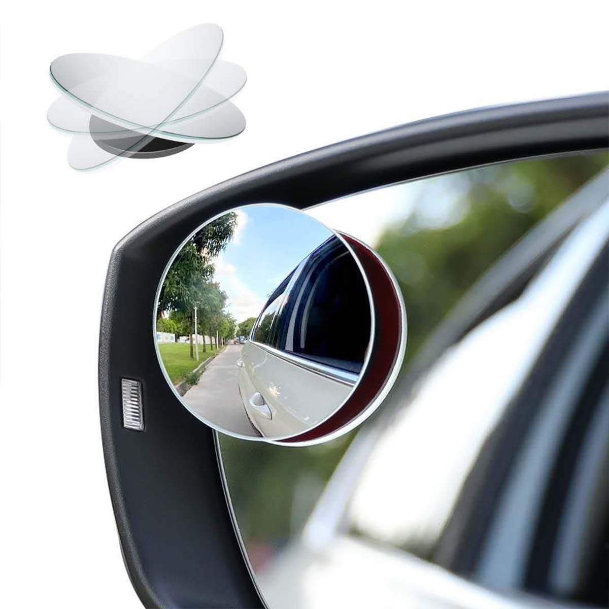 Car Blind Spot Mirror, 2'' Round Hd Glass Frameless Convex Rear View Mirror With Wide Angle Adjustable Stick For Cars Suv And Tr