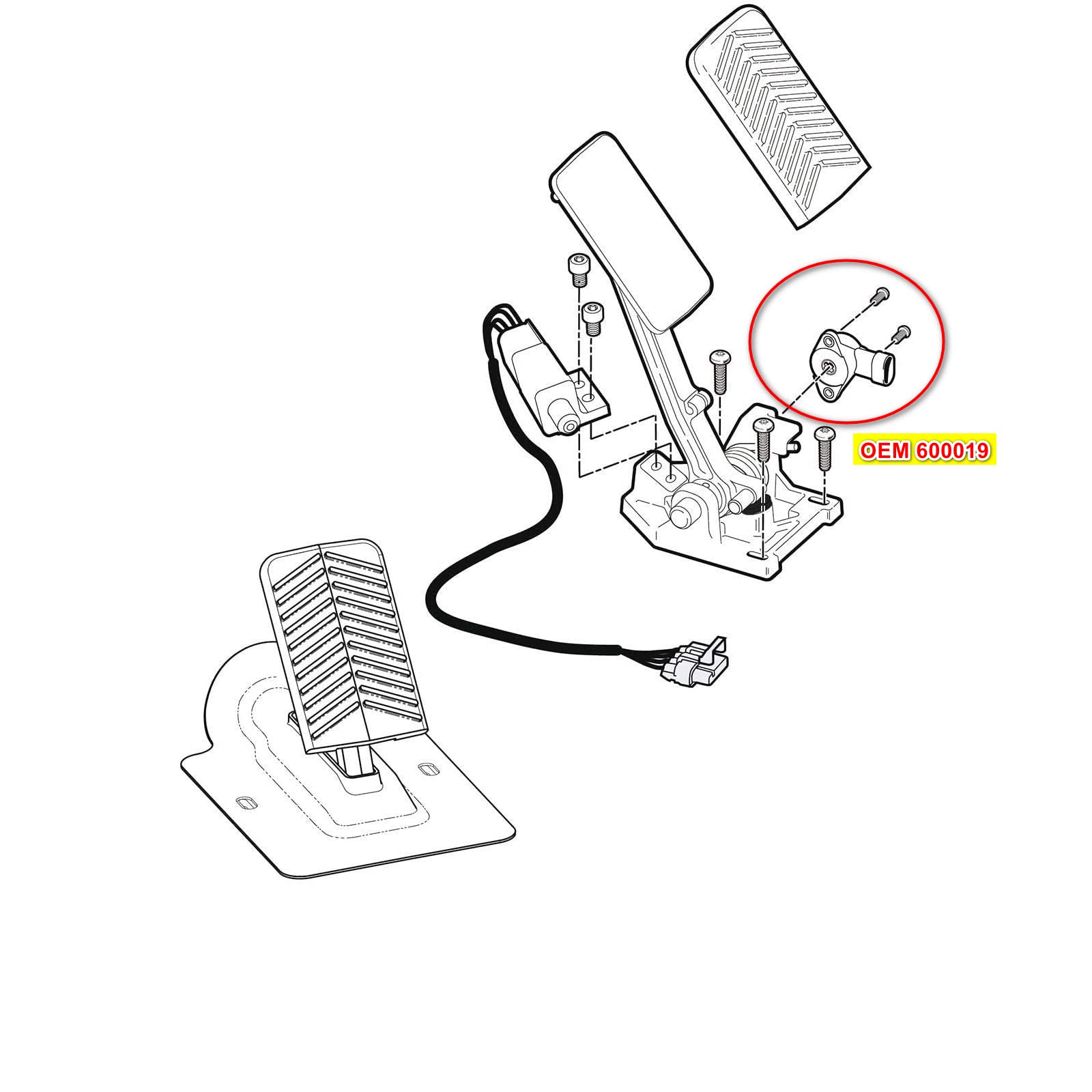 Drive-Up Accelerator Position Sensor For Ezgo Rxv 2008-Up Electric Golf Cart 600019