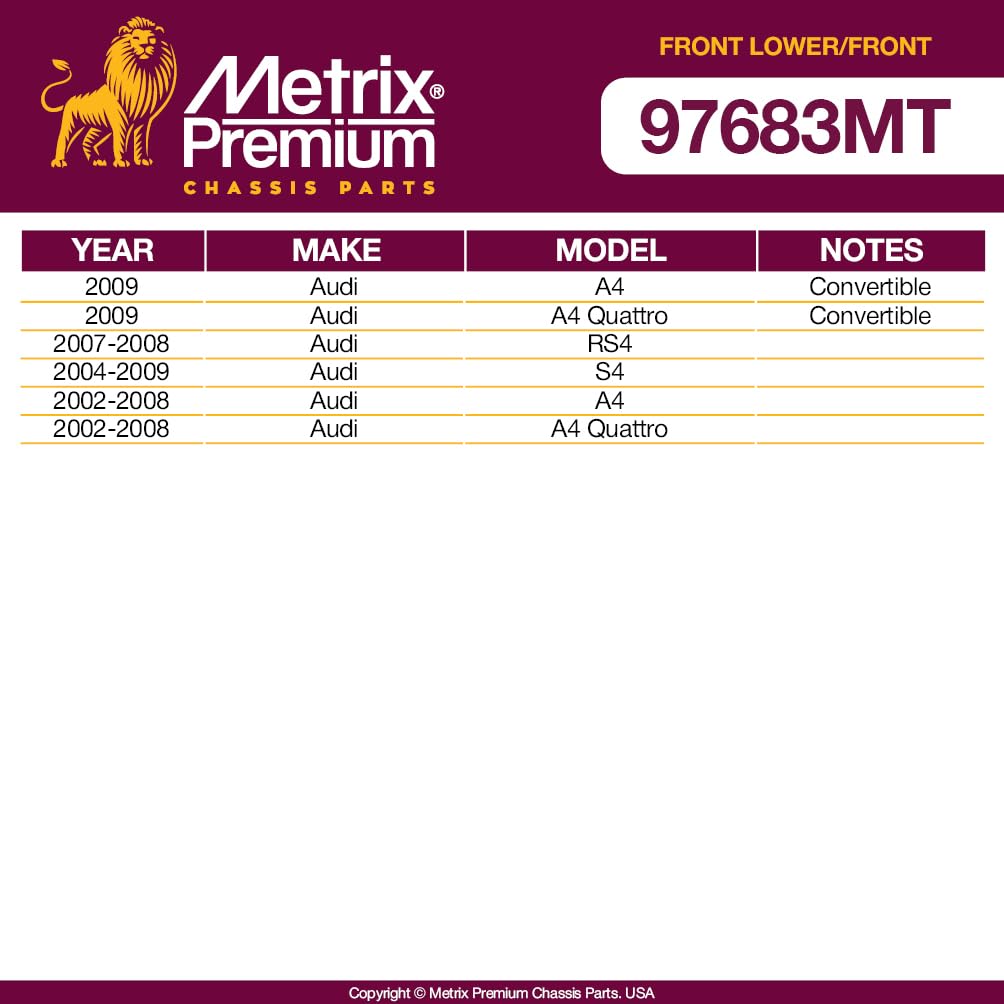 Metrix Premium Chassis Parts - 4 Pc Front Lower Control Arm & Front Sway Bar Stabilizer End Link Kit Fits 02-09 Audi A4, A4 Quat