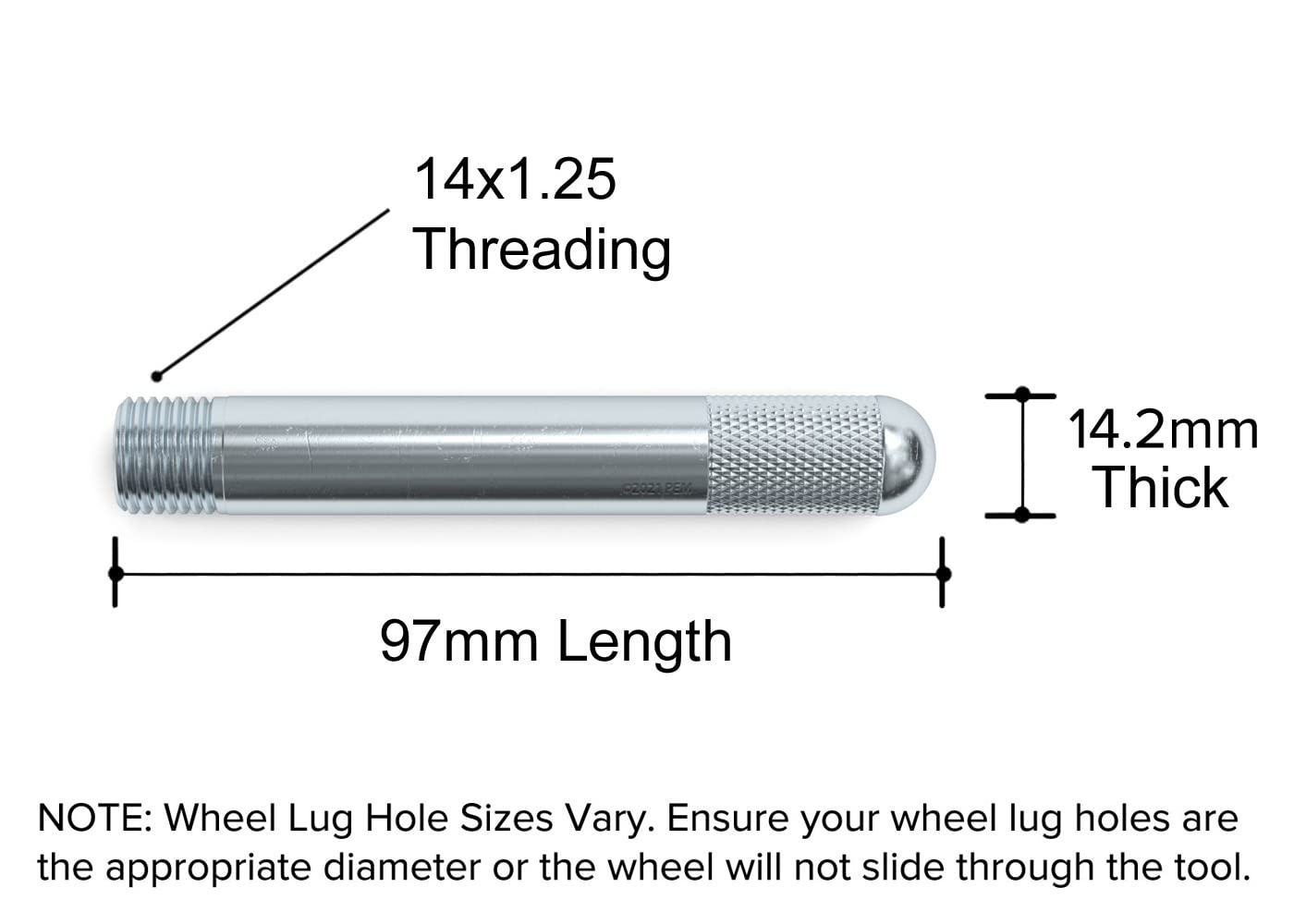 Silver Wheel Hanger Alignment Pin Guide Tool - Metric 14x1.25 Threads - Wheel Lug Bolt Automotive Mechanic Tool Compatible with