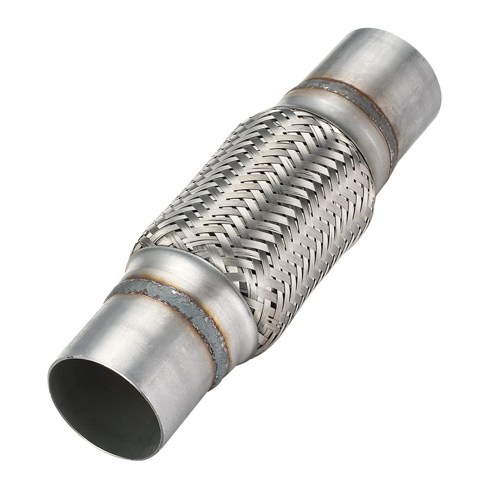 Autarboor Exhaust Flex Pipe, 2.25''X 6''Stainless Steel Heavy Duty Exhaust Flex Pipe, Double Braid Exhaust Flex Tube, Overall Le