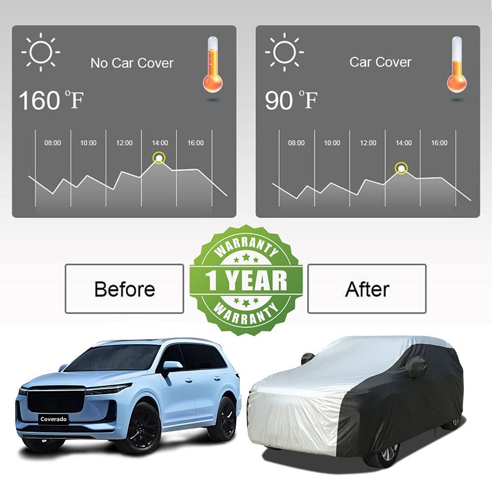 Coverado Suv Car Cover Waterproof All Weather For Automobiles, Outdoor Full Size Cover 210D Rain Sun Uv Protection With Pu Water