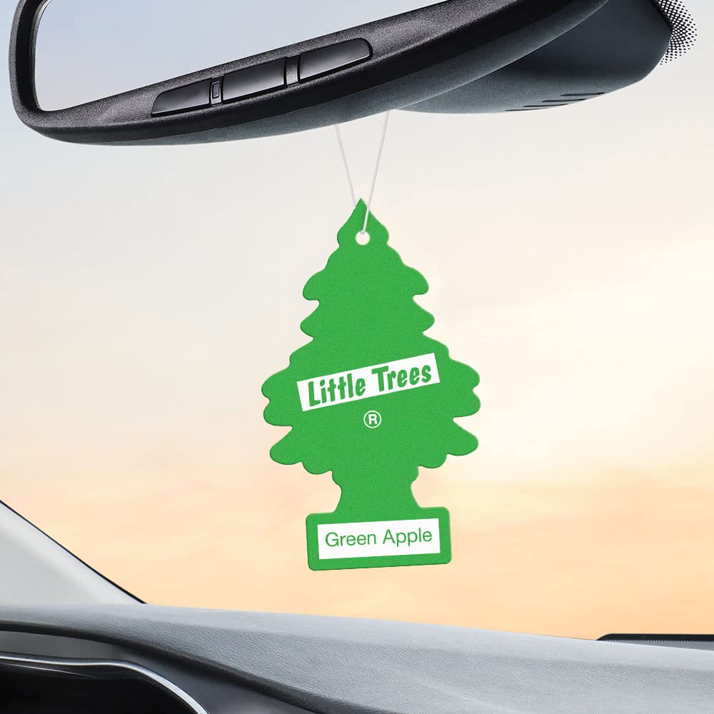 LITTLE TREES Air Fresheners Car Air Freshener. Hanging Tree Provides Long Lasting Scent for Auto or Home. Green Apple, 24 Air Fr