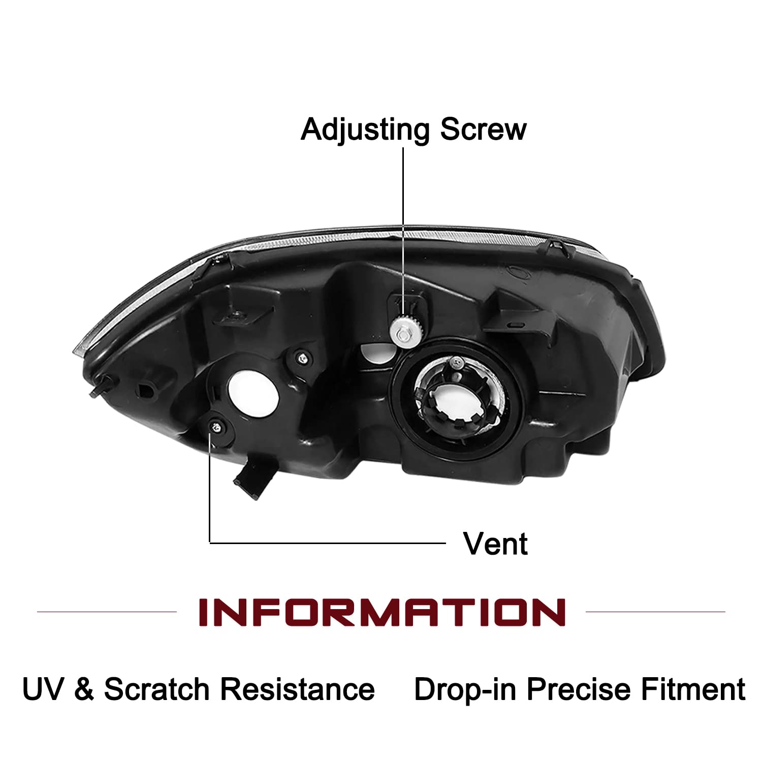 Jsboyat Headlight Assembly W/Bulbs Fit For 2005-2010 Chevy Cobalt 2007-2010 Pontiac G5 2005-2006 Pursuit Passenger And Driver Side, Chrome Housing & Amber Reflector