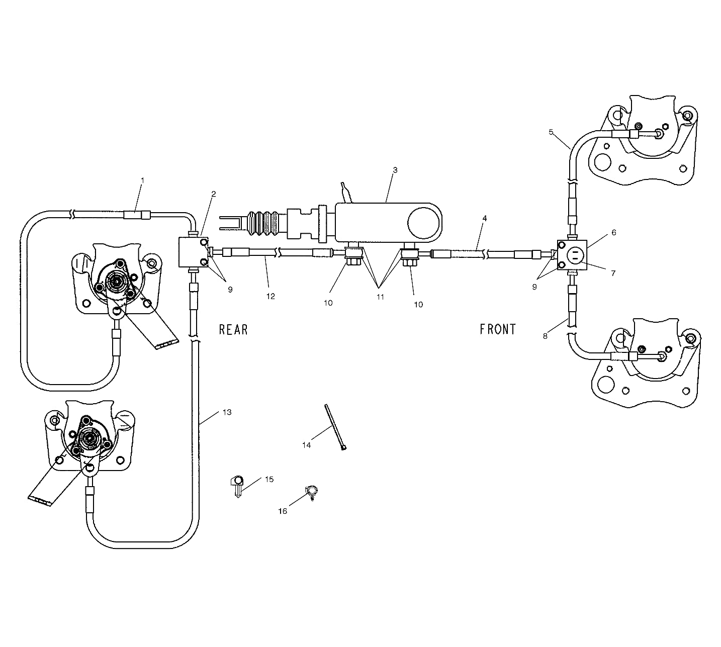 Polaris 1910485 Front Right Brake Line 4 Utv 2X4 4X4 6X6 Ranger 500 425 200