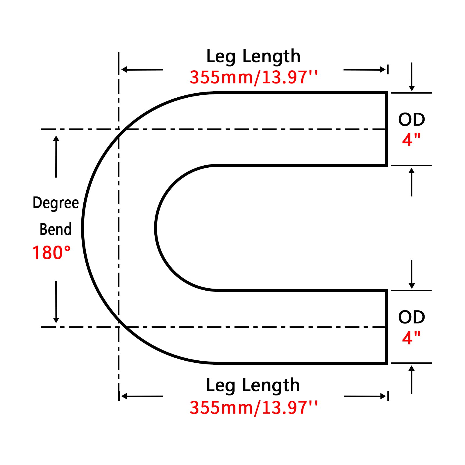 Fgjqefg 4 Inch 180 Degree Diy Custom Mandrel Exhaust Pipe Tube Pipe, T304 Stainless Steel, Universal Fit, 28 Inch End To End Length, 4'' Od Mandrel Bend Pipe 2Pcs