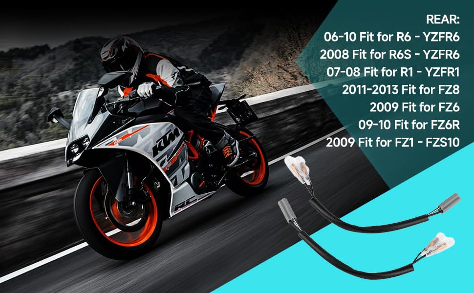 Turn Signal Wire Plug, Yctze 7.5in Turn Signal Wiring Adapter Plug Motorcycle Parts Fit for Yamaha YZF-R6 YZF-R1 FZ6 FZ10 Motorc