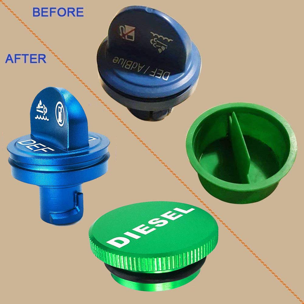 Aluminum Fuel Cap,Diesel Fuel Cap With Strong Magnet And Non-Magnetic Blue Def Cap-For 2013-2018 Dodge Ram, Diesel Trucks 1500 2