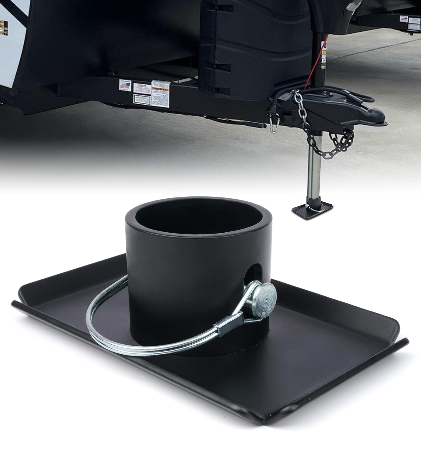 Aupar Trailer Jack Foot Plate with Pin Base, 5000lbs Capacity Foot Pad Compatible with Boat Trailer Jack Tongue Parts, Boat Hitc