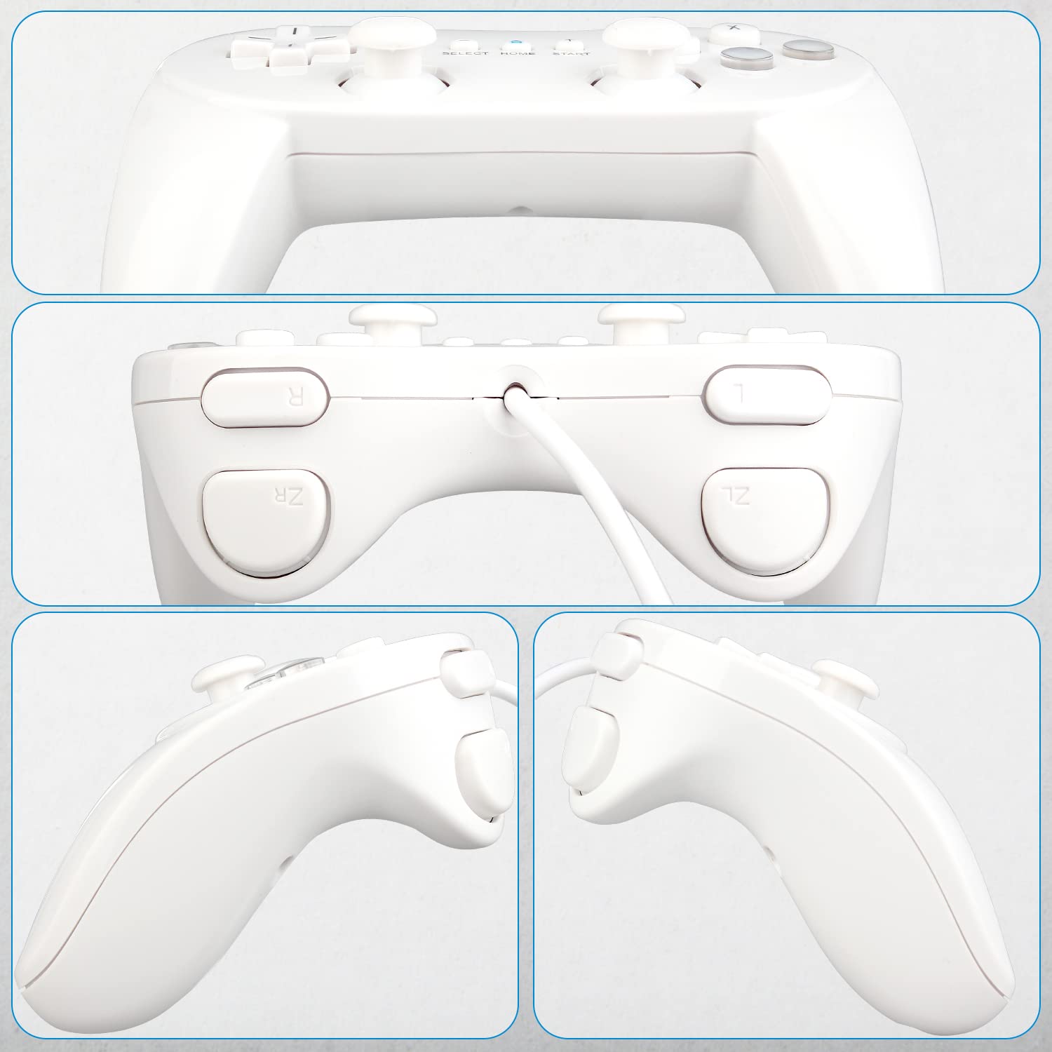 Ostent Wired Classic Controller Pro Gamepad Joystick For Nintendo Wii Remote Console Video Game Color White