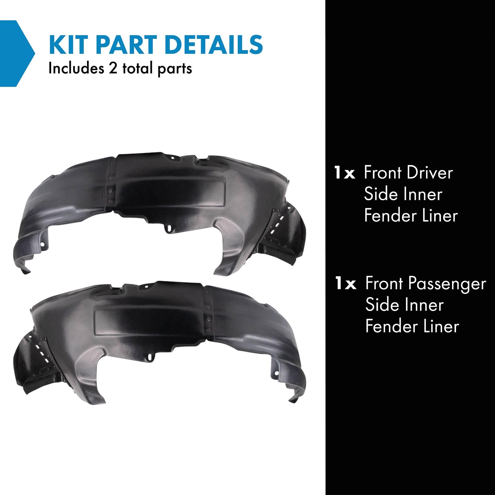 Trq Front Inner Fender Liner Set Compatible With 2010-2012 Hyundai Santa Fe Hy1248123 Hy1249123