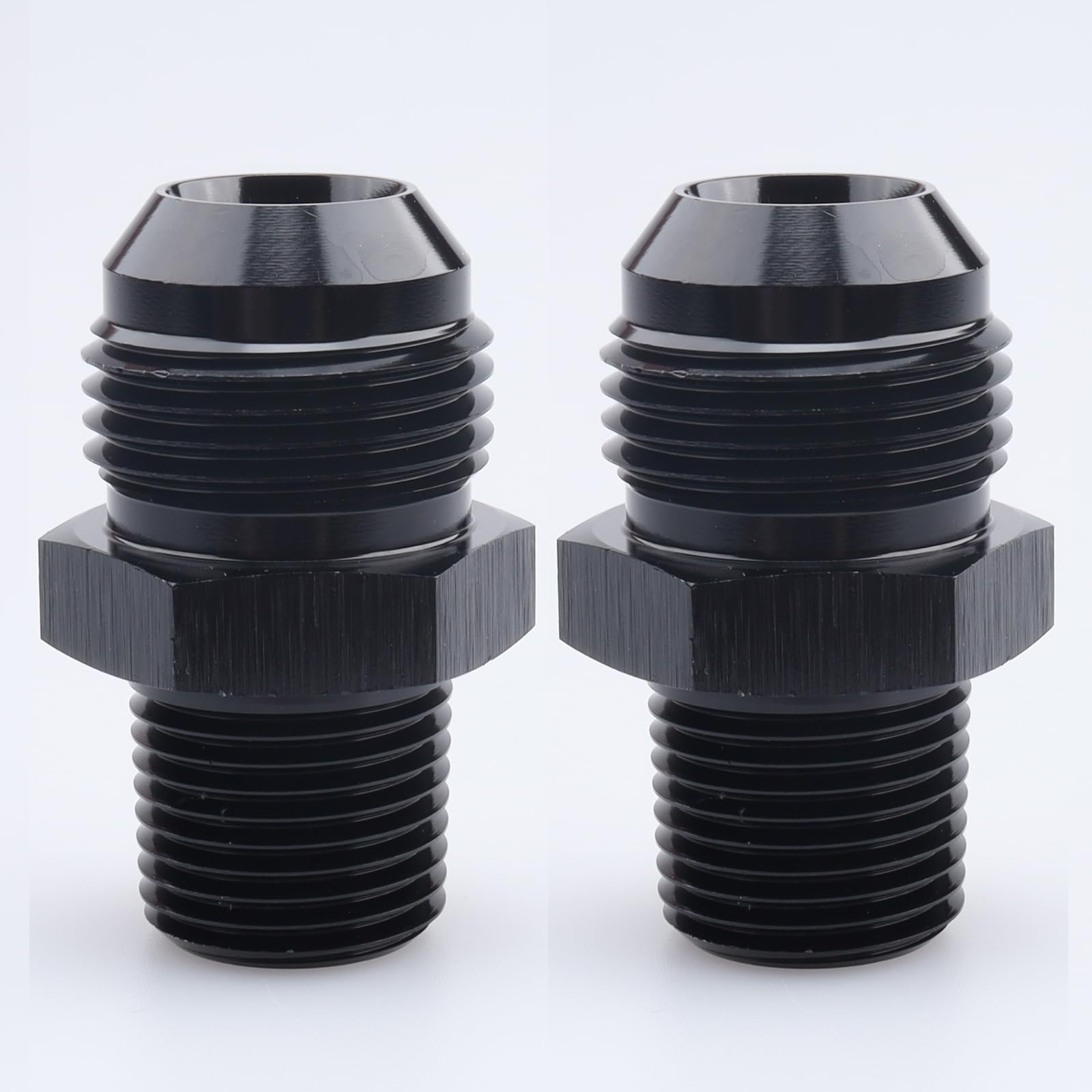 Ac Performance Male 1/2'' Npt To -12 An Flare Adapter Straight Aluminum Black, Pack Of 2