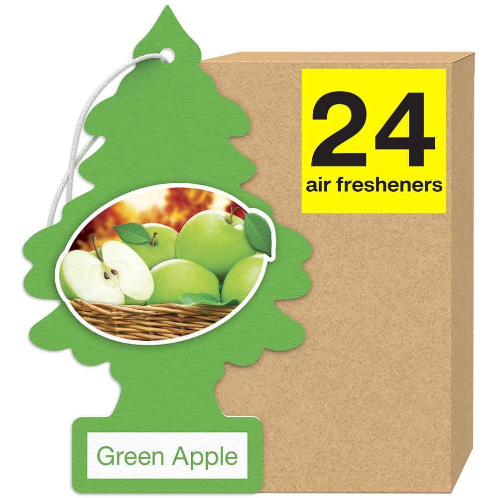 LITTLE TREES Air Fresheners Car Air Freshener. Hanging Tree Provides Long Lasting Scent for Auto or Home. Green Apple, 24 Air Fr