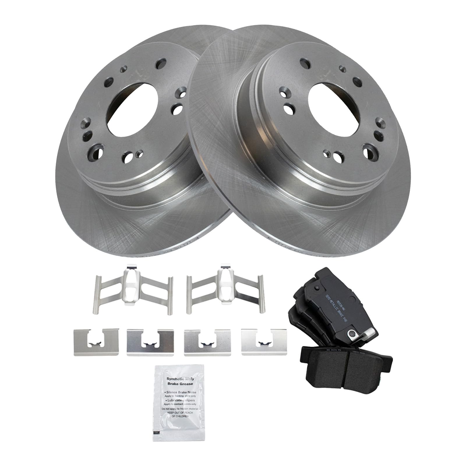 Trq Rear Brake Pad & Rotor Kit Brake Pads Brake Rotor Semi-Metallic Compatible With 2002-2004 Honda Cr-V