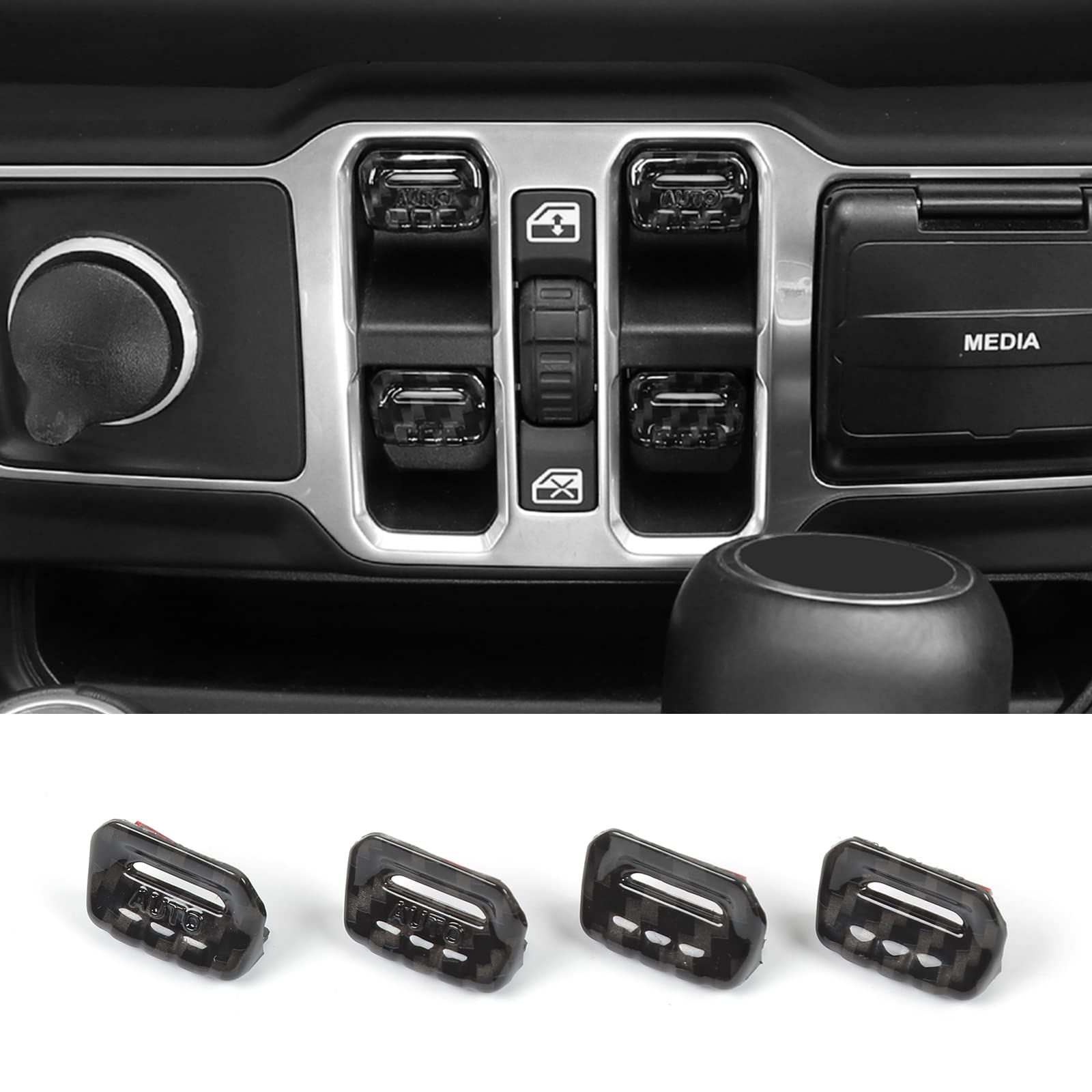 Jimen Compatible with Jeep Wrangler JL JLU 2018-2023 and Jeep Gladiator JT 2020-2023, 4PCS Center Console Window Button Switch C